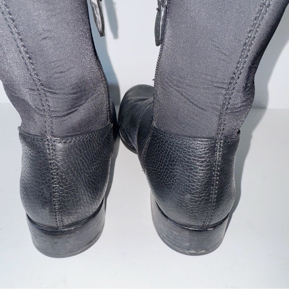 Tory Burch Selden Tall Riding Boots 8.5 Equestrian Black Leather Stretch Scuba - Picture 12 of 16